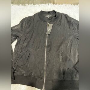 Lulu's Men's Black Zip-Front Bomber Jacket